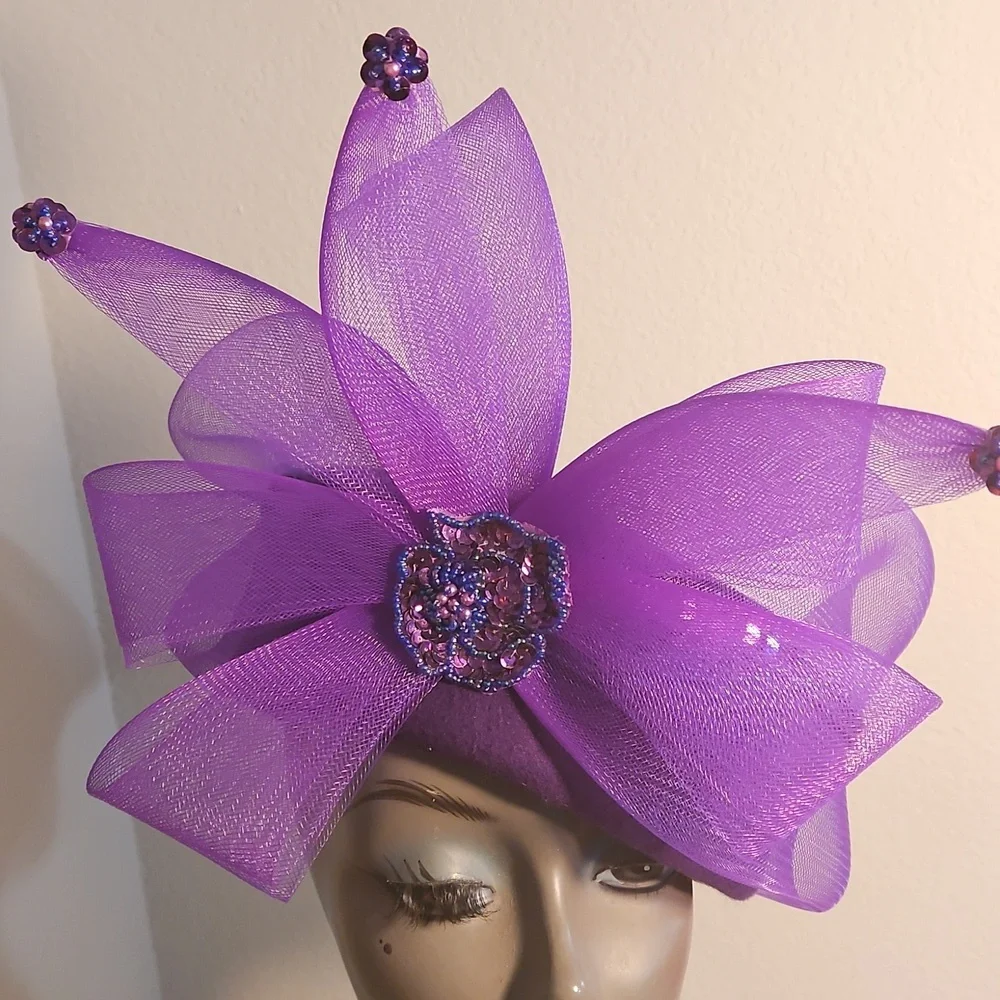 Designers Originals Purple Sculptural Hat - Picture 2 of 4